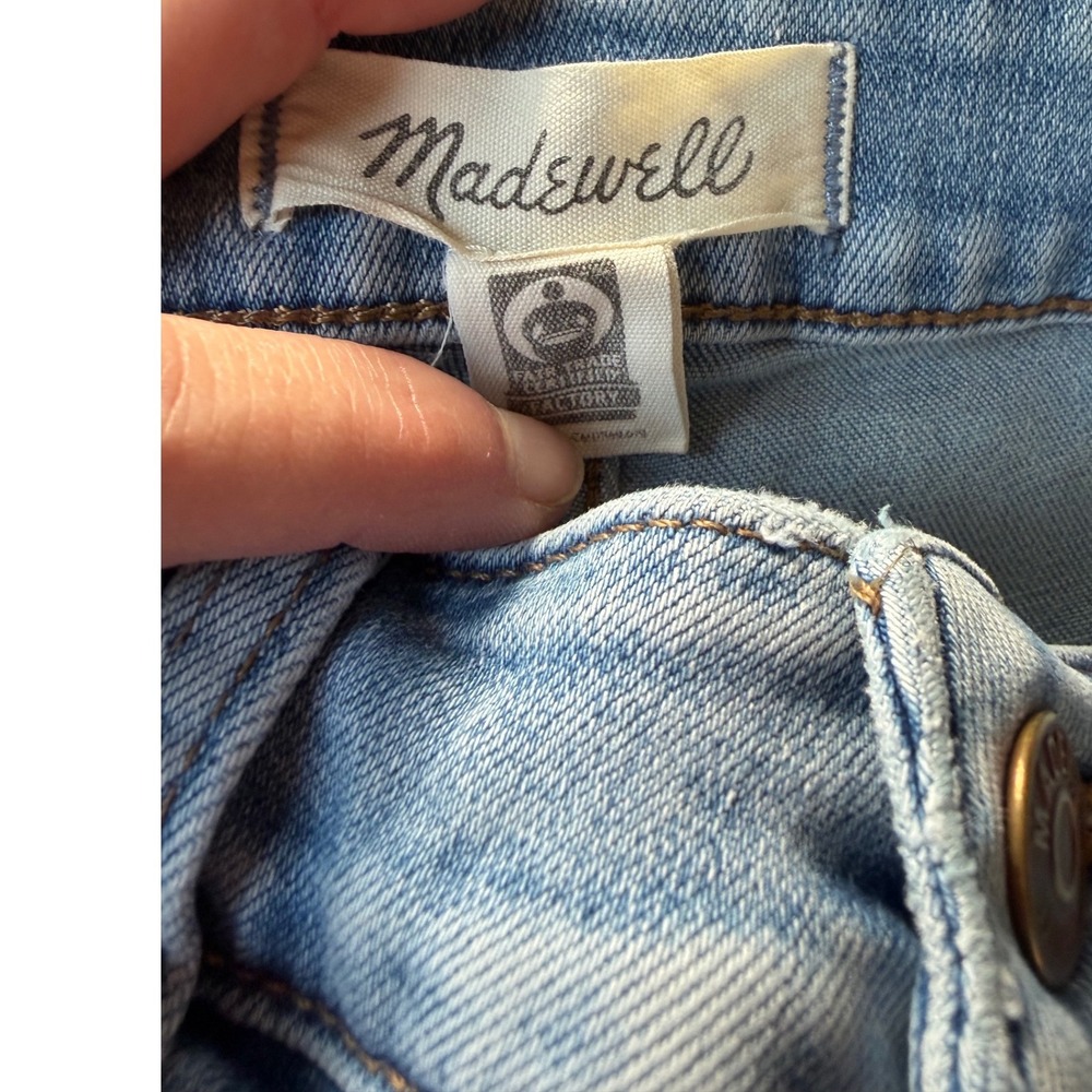 Madewell 10 Inch High Rise Skinny Jeans Light Wash Distressed Knee Size 24 - Picture 4 of 5